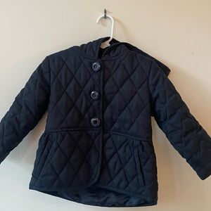 Widgeon navy blue quilted hooded jacket sz 2